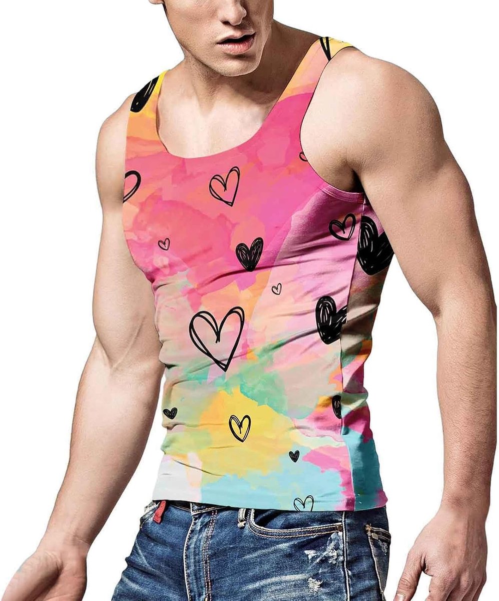 Zomerregenvest voor heren met unieke persoonlijkheid, 3D-geprint herenvest, regenboog festival en enthousiast