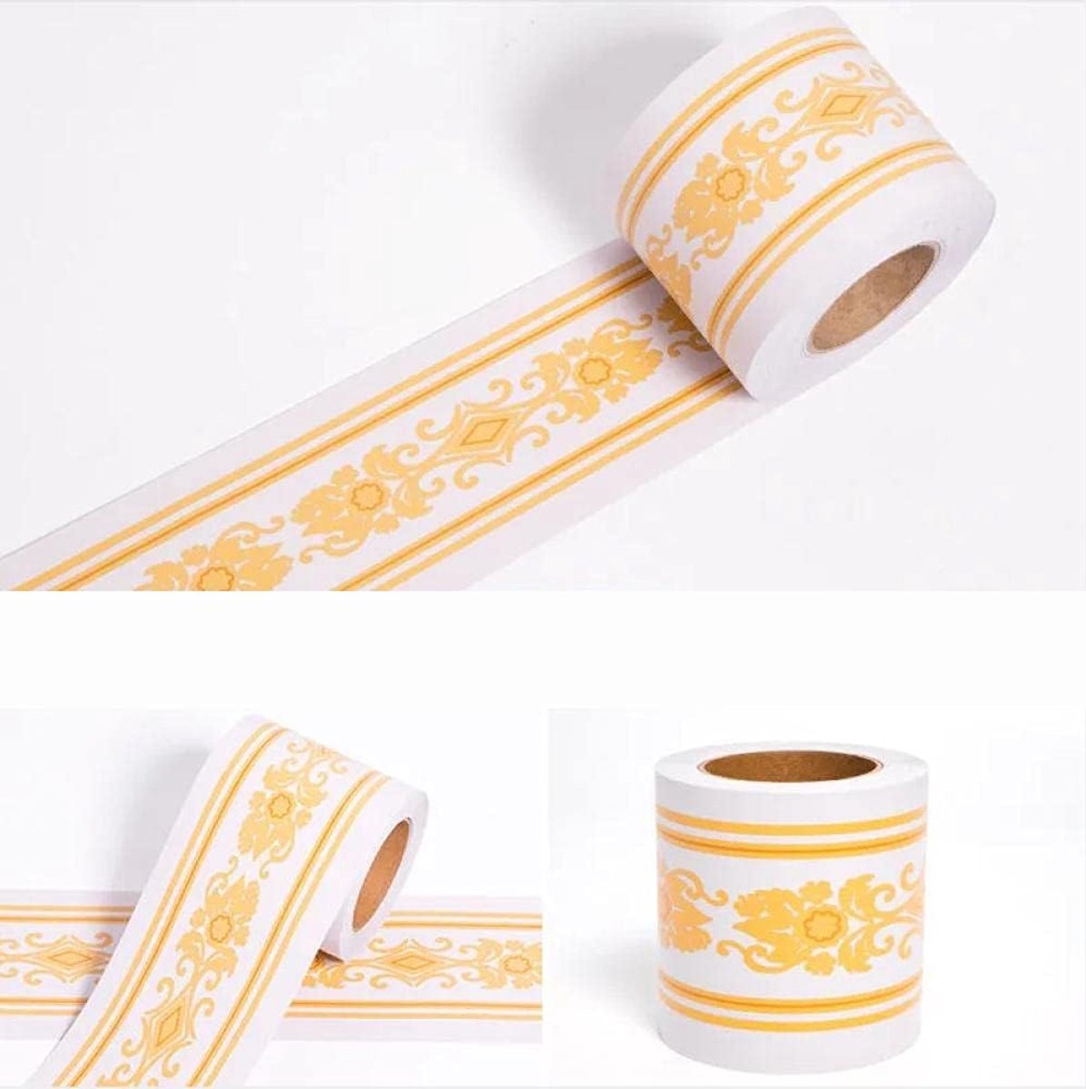 Borders Peel en Stick Behang Border Window Trim Molding Spiegel Frame Kit Wandpaneel Bulletin Board Borders Geel Patroon 12 X 1000 cm