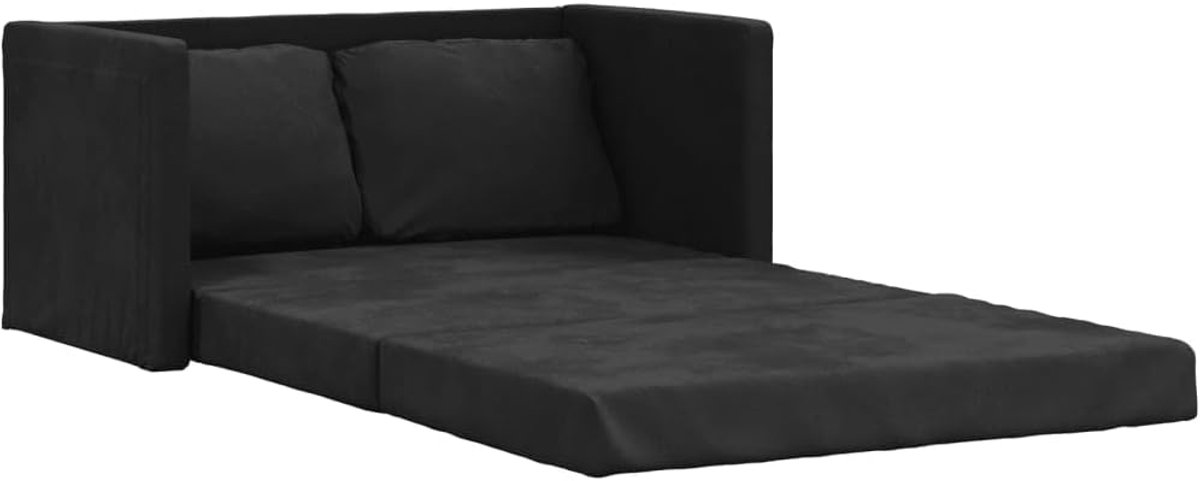 Vloerbank met slaapfunctie, zwart, 122 x 204 x 55 cm, fluweel, woonkamerbank, slaapkamer, kantoor, lounge