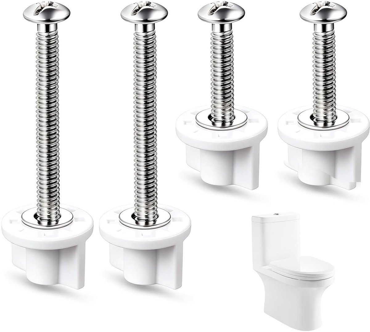 4 stuks toiletbrilscharnieren, montage- en reparatieset met schroeven, moeren en sluitringen, afmetingen 80 mm en 45 mm, voor veilige en stabiele bevestiging van de wc-bril