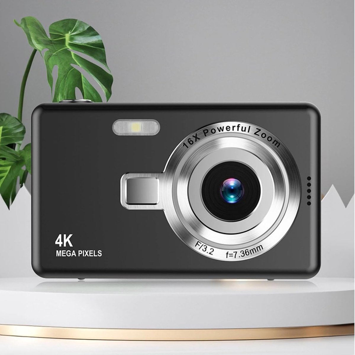 Camera met 2,4 Inch TFT-scherm, 12 MP 1080P Camera, Digitale Point-and-shoot-camera met 16x Zoom Anti-shake, Compacte Vlogcamera voor Jongens, Meisjes, Studenten (BLACK)