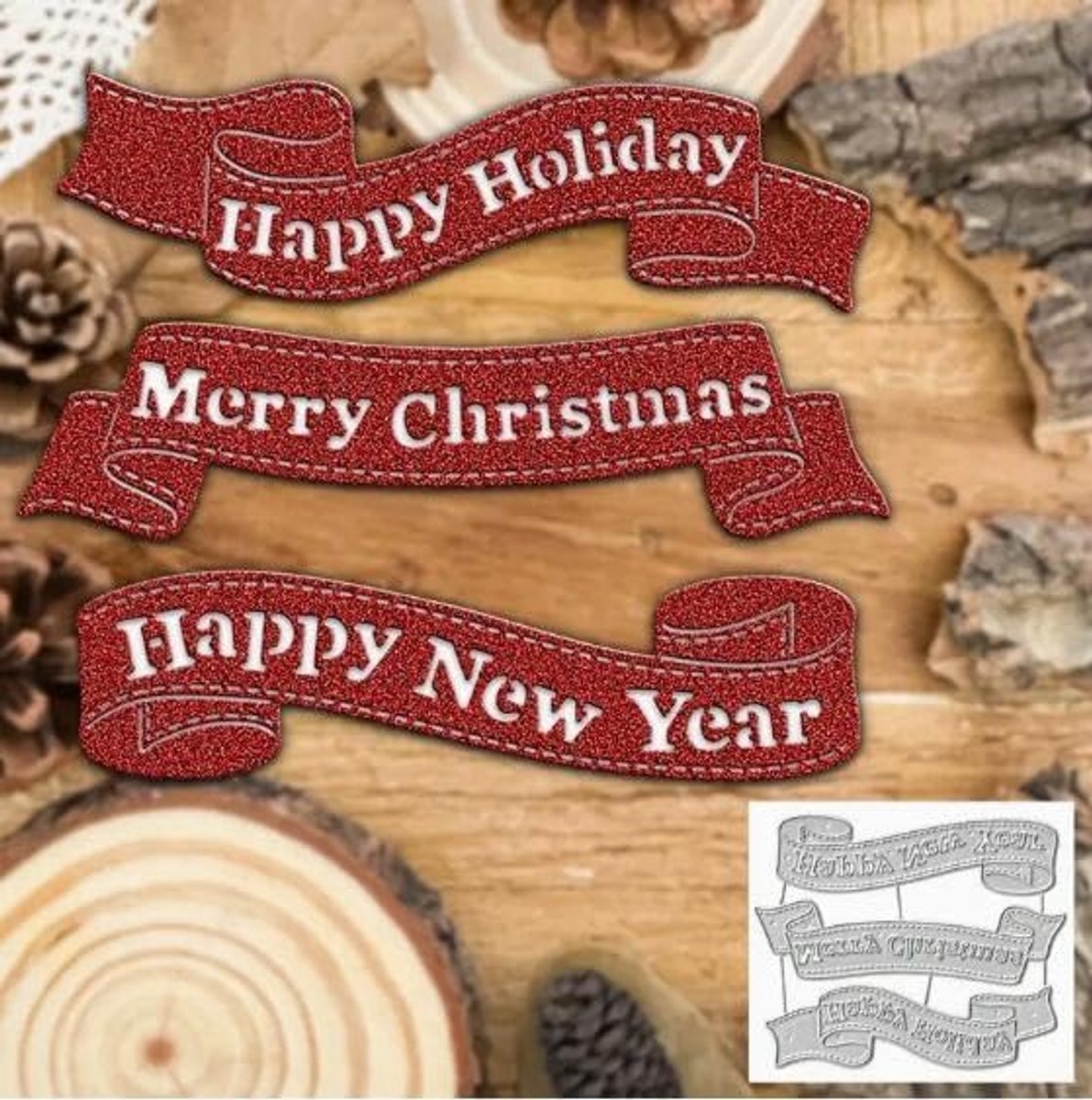 Christmas Metal Die Cuts, Gelukkig Nieuwjaar Snijden Dies Cut Stencils DIY Scrapbooking Decoratieve Embossing Papier Scrapbooking Kaart Maken