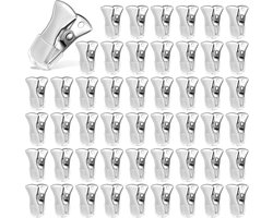 metalen veerklemmen, brede metalen mini-krokodillenklemmen met siliconen punt, wasknijpers, douchegordijnhaken, clips voor foto's, gordijnen, kleding, snacks, knutselwerk, 50 stuks