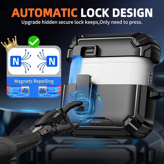 For AirPods Pro 3 Case, Auto-Locking-Black — afbeelding 3