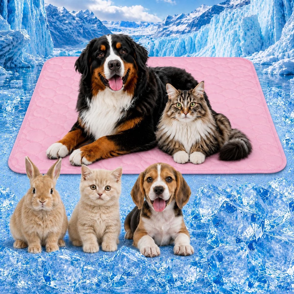 koelmat, 100 x 70 cm, roze, hondendeken, verkoelend voor grote honden