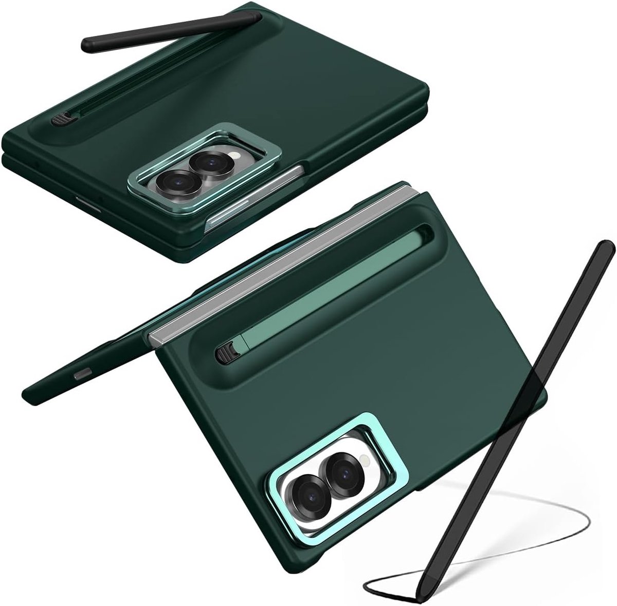 Hoesje voor Galaxy Z Fold 8 met styluspen, Fold 8 cover met standaard en S-pen-sleuf, displaybeschermhoes voor Samsung Galaxy Z Fold8 met klapstandaard, groen