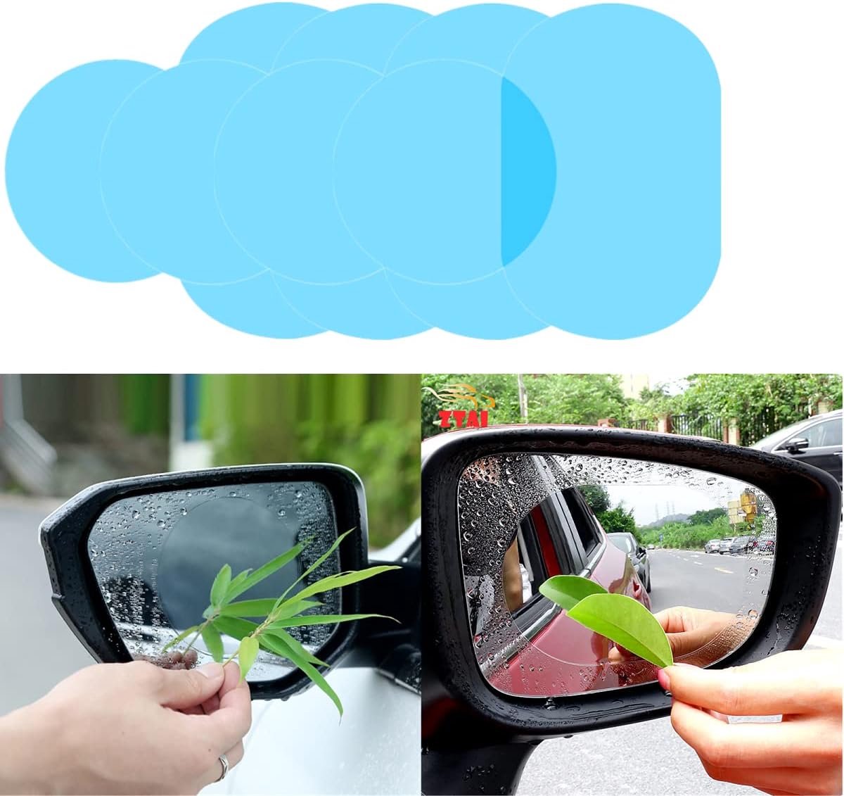Folie voor auto's, autospiegels, set van 8 stuks, regenbestendige folie voor zijruiten van de auto, geschikt voor motorfietsen, auto's, vrachtwagens enz.