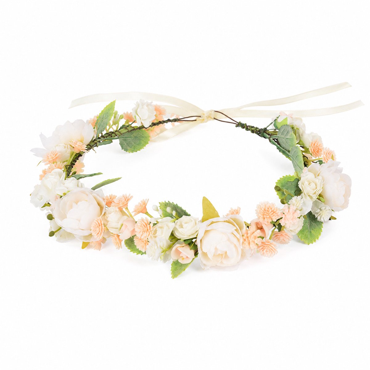 Haaraccessoire - Bloemenhaarband - Hawaiiaanse Lei - Kunstbloemenhaarstuk voor Bruiloft, Feeënverkleedsel en Kinderfotorekwisieten - Feestelijke Haaraccessoire