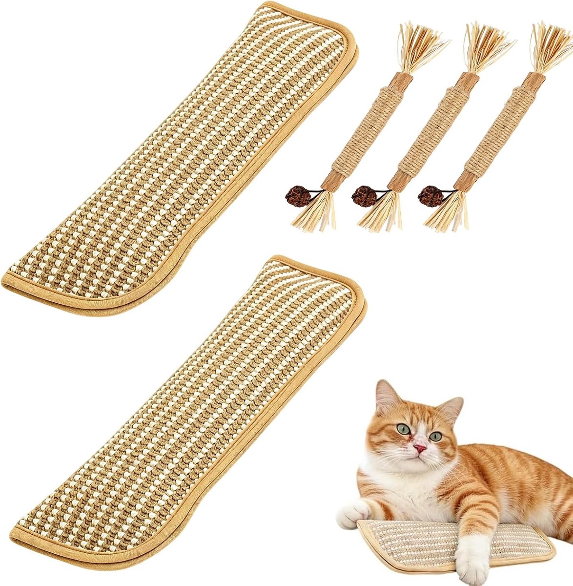 speelgoed, 5 stuks, met 3 stuks kattenkruidsticks voor tandverzorging, 35 cm kattenkruidkussen, kattenspeelgoed met catnip, voor interactief spelen en kauwen van huiskatten en kittens