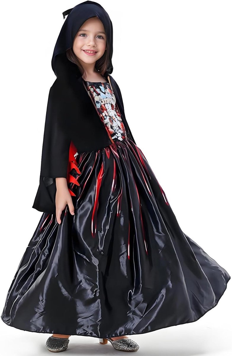 Vampierkostuum voor kinderen, meisjes, Halloweenkostuum, vampierkostuum voor meisjes, voor Halloween, carnaval
