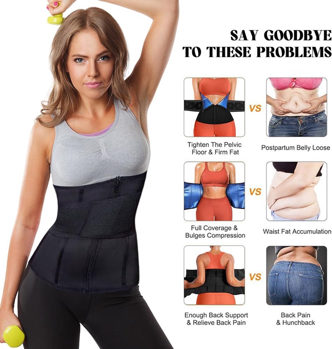 Afslankgordel voor dames, tailletrainer voor dames, tailletrainer voor training, fitness en lendensteun