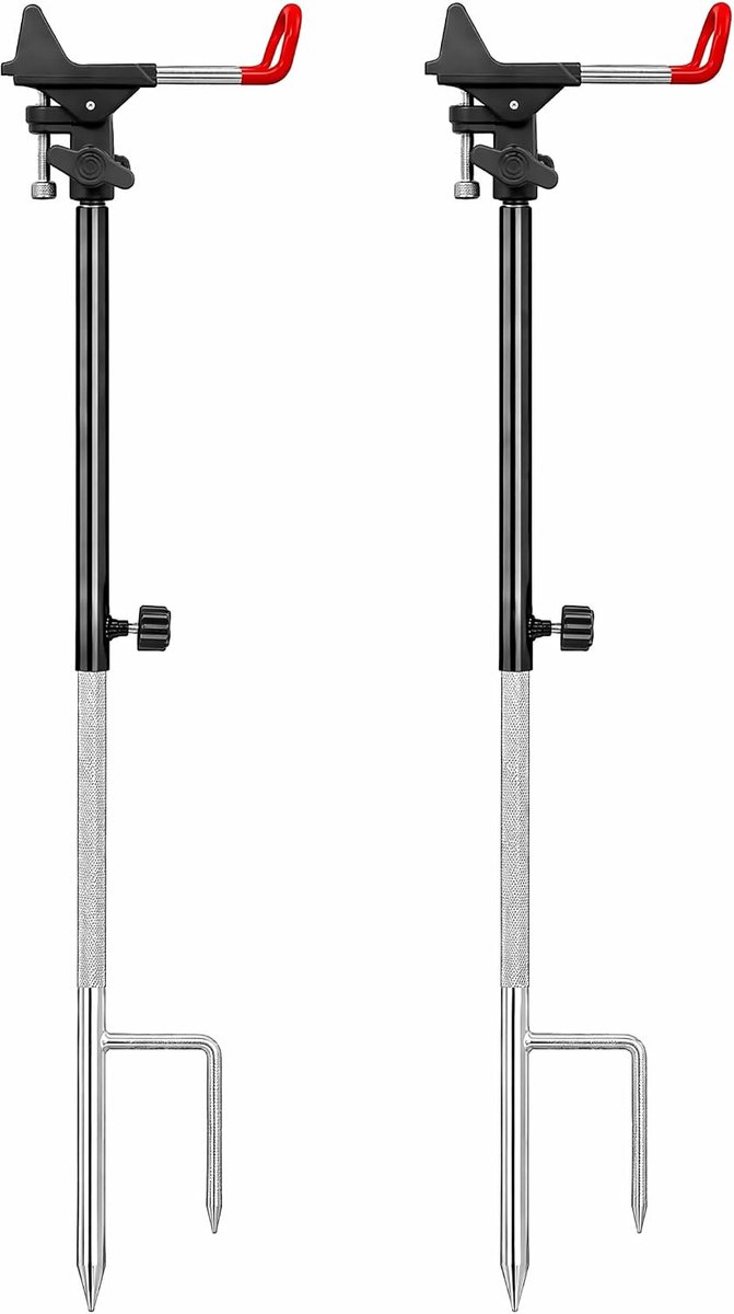 2 stuks in hoogte verstelbare hengelhouder, bodem van roestvrij staal, stelhengelhouder, 80-109 cm, 360° verstelbaar, draagbaar, voor diep water, boot, strand en oevers
