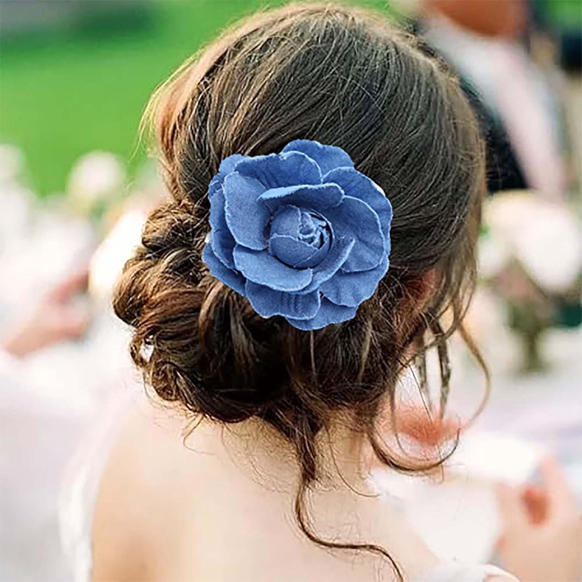Bloem Broche Blauw Stof Broche Denim Vest Clip Haar Bruid Accessoires Sieraden Voor Vrouwen