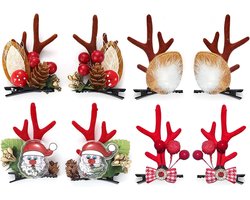 Haarclip, RoadLoo 4 paar kerst rendier gewei haarclips mooie kerstman herten hoorn oren haarspelden haarspeld dennenappel kerst haarspeld voor meisjes kerstfeest festival haardecor