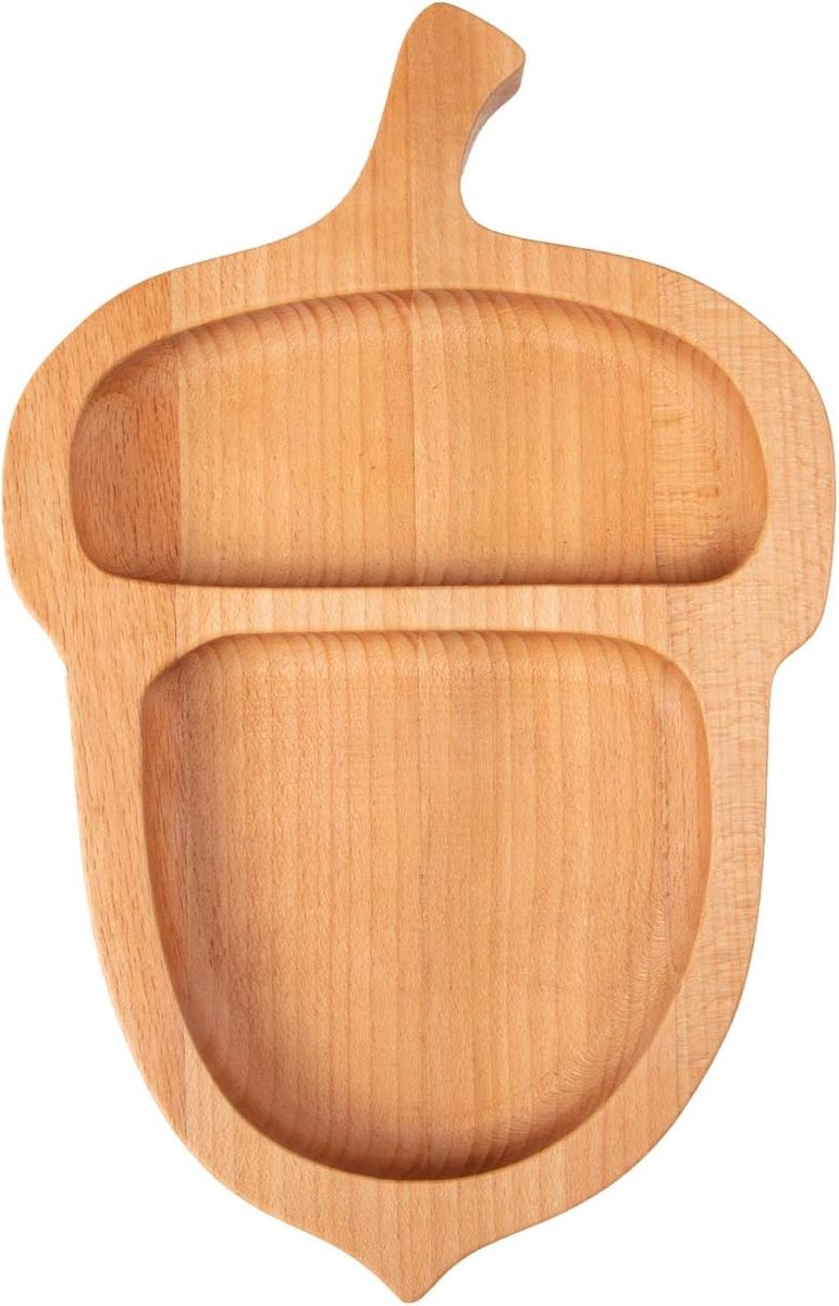 Houten tappas schaal - Eikel | 280 x 180 x 20 mm | Stijlvol en landelijke houten borrel plateau | Vervaardigd uit duurzaam turks hout | Bruin