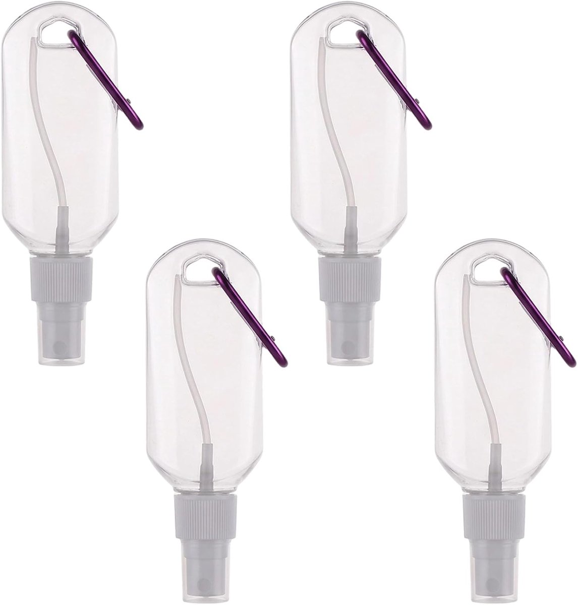 4 x 50 ml spuitfles klein met haken, kleine spuitfles leeg om te vullen, verstuiver spuitflessenset, mini-spuitfles voor reizen, parfum, water, alcohol, lekvrije reisflessen
