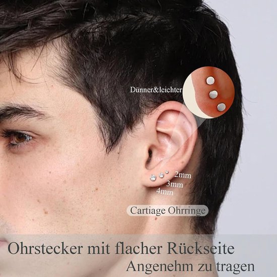 16G/18G/20G Tragus piercing helix labret conch piercing oor goud zilver chirurgisch staal neuspiercing steker medusa piercings lippiercing met kegelpiercing voor vrouwen mannen 6/8 mm — afbeelding 4