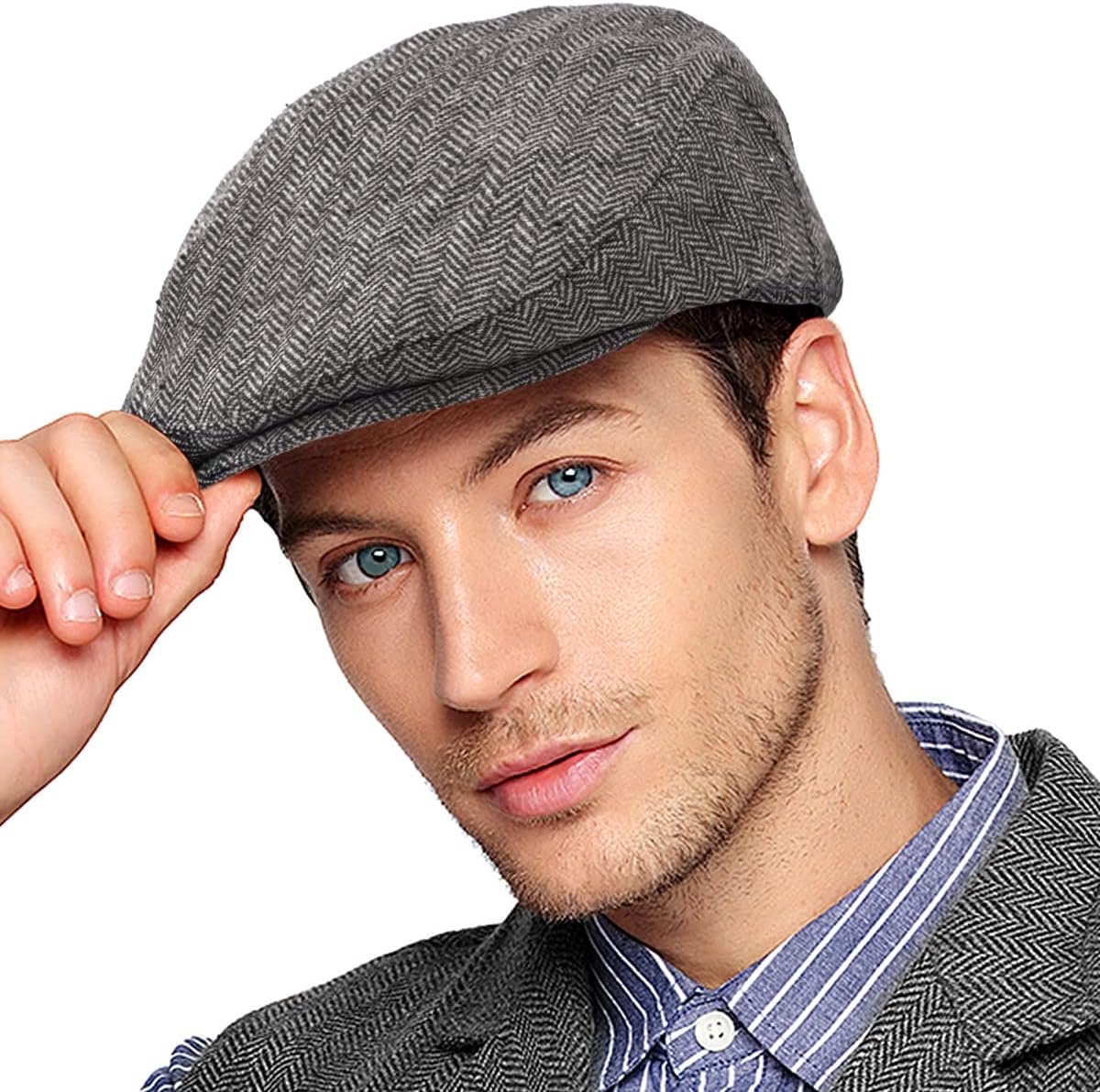 Ivy Gatsby Newsboy pet - klassieke wolmix tweed platte pet cabbie hoed heren