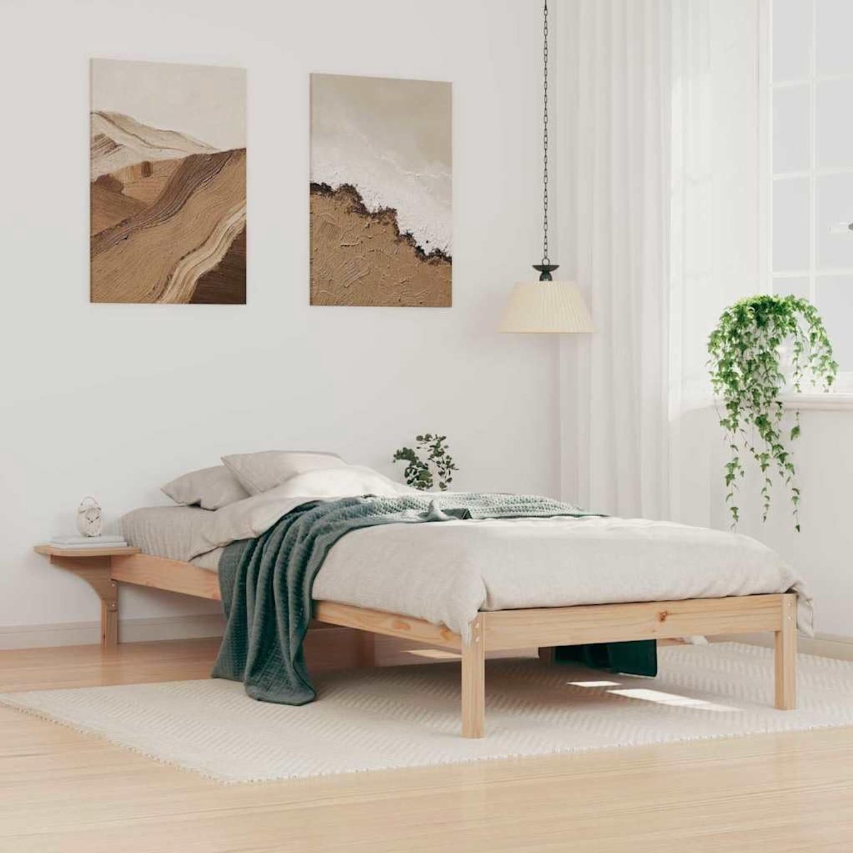 Grenenhout met zijtafels strak design 80 x 220 cm Naturel