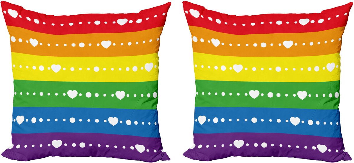 ABAKUHAUS Regenboog Sierkussenhoes Set van 2, Homosexuell Pride Vlag Stippen, Modern Accent Dubbelzijdige Digitale Print, 50x50, Meerkleurig