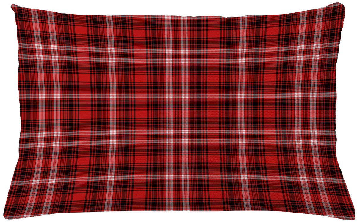 ABAKUHAUS Plaid Kussenhoes, Nostalgische Gestreifte britischen, Kussenhoes met Dubbelzijdig Patroon, Heldere Digitale Print, Kleurecht, met Ritssluiting, 65 x 40 cm, Scarlet Zwart Wit