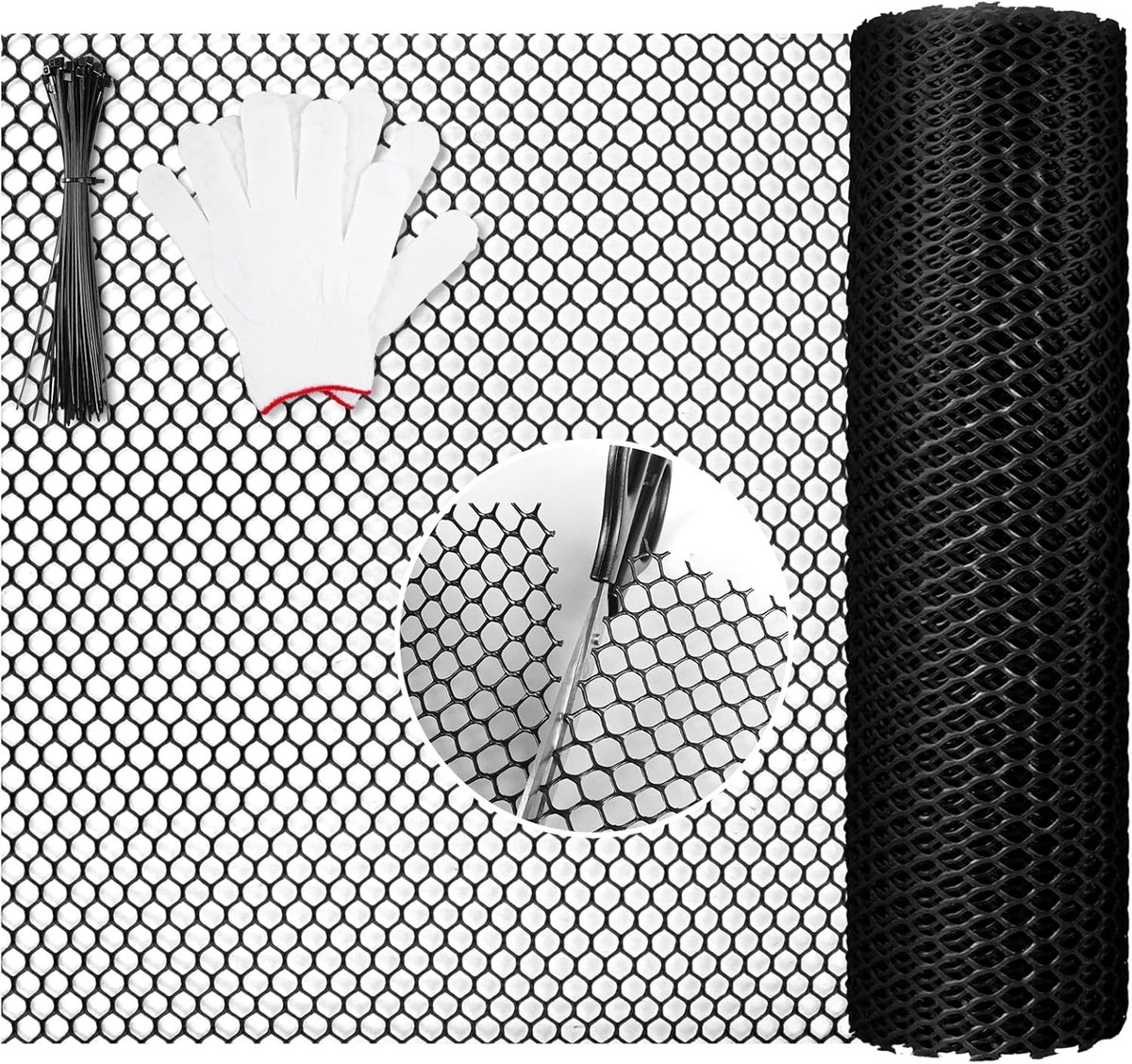 Roll Kust-Grade Duurzaamheid voor huis en tuin hekwerk Kippengaas Plastic Mesh Schermen Weerbestendig voor Planten, Tuingaas & Kip Huisdier Hek (Black, 5M)
