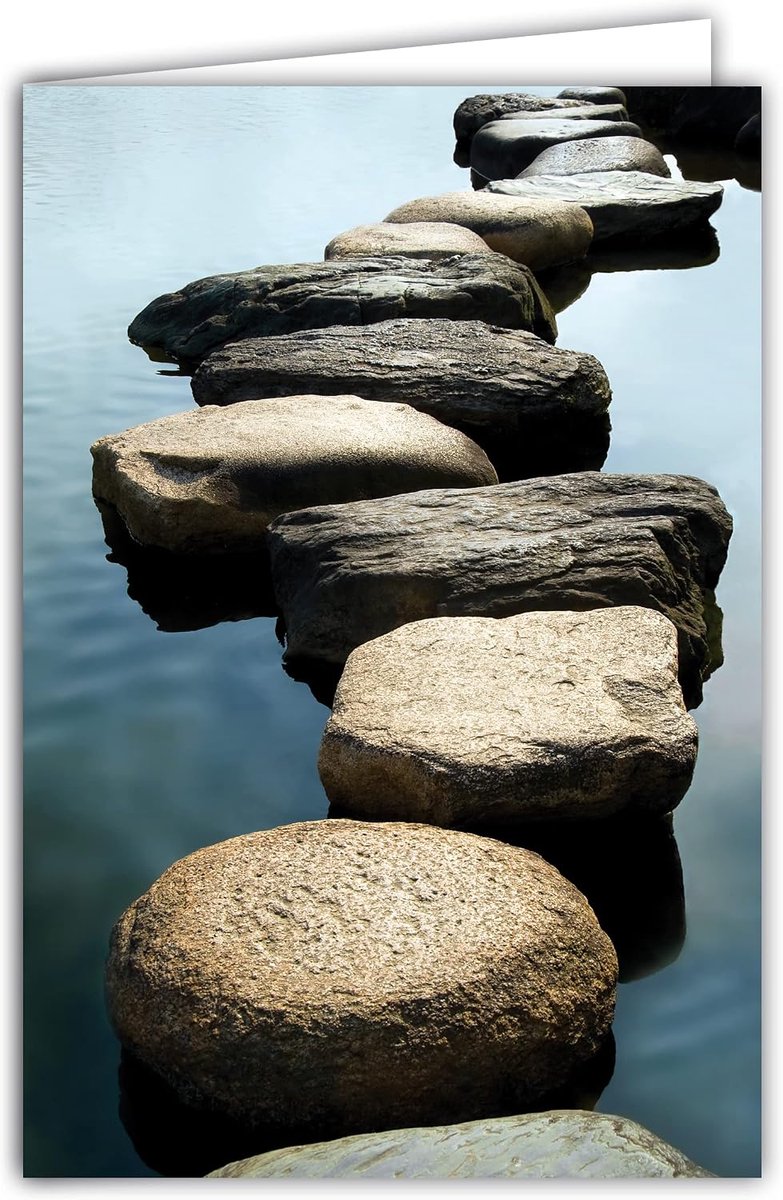 68-4013 Kaart binnen wit met envelop - weg stenen op het water tuin Zen meditatie herstel positieve energie kracht van de natuur voor jou dank je goede moed oprechte condolanties