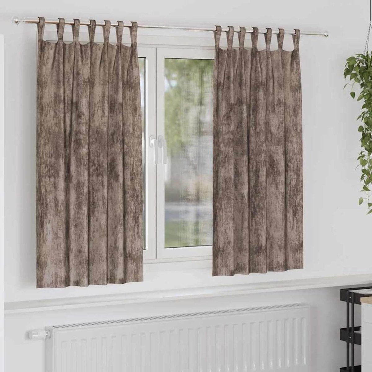 Velours gordijnen 2 stuks met oogjes cappuccino 175x140 cm inkijkbescherming zonwering voor ramen, deuren slaapkamer woonkamer