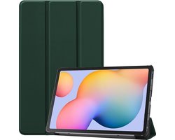 Hoes Geschikt voor Samsung Galaxy Tab S6 Lite Hoes Book Case Hoesje Trifold Cover - Hoesje Geschikt voor Samsung Tab S6 Lite Hoesje Bookcase - Donkergroen