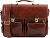 Tuscany Leather - Leren 2-vaks aktetas 'Ventimiglia' - Bruin - TL141449