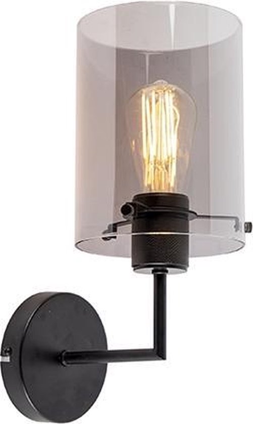 QAZQA dome - Design Wandlamp voor binnen - 1 lichts - D 21 cm - Zwart - Woonkamer | Slaapkamer