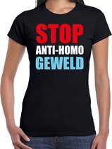 Stop anti homo geweld demonstratie / protest t-shirt zwart voor dames L