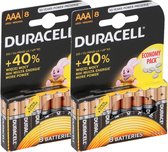 16x Duracell LR3 AAA batterijen - Alkaline mini penlites batterijtjes - LR03/MN2400 batterij 1,5 volt