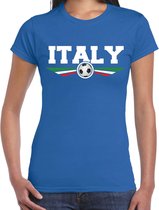 Italie / Italy landen / voetbal t-shirt met wapen in de kleuren van de Italiaanse vlag - blauw - dames - Italie landen shirt / kleding - EK / WK / voetbal shirt M