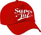 Super juf cadeau pet / baseball cap rood voor dames - bedankt kado voor een juf / leerkracht