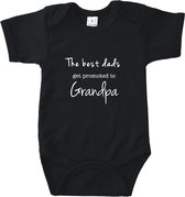 Baby rompertje The best dad's get promoted to grandpa - Romper korte mouw zwart - maat 74/80