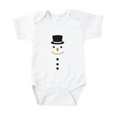 Rompertjes baby met tekst - Sneeuwpop met hoed - Romper wit - Maat 74/80