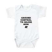 Rompertjes baby met tekst - Ground control to major mom - Romper wit - Maat 74/80