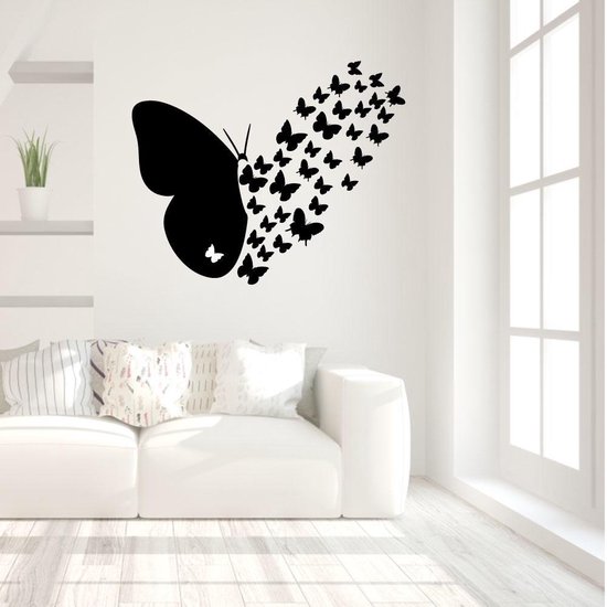 Muursticker Vliegende Vlinders - Groen - 100 x 82 cm - baby en kinderkamer - muursticker dieren alle muurstickers baby en kinderkamer slaapkamer woonkamer