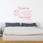 Muursticker Wake Up Wonderful - Roze - 100 x 73 cm - taal - engelse teksten slaapkamer alle