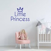 Muursticker Little Princess - Donkerblauw - 60 x 45 cm - engelse teksten baby en kinderkamer