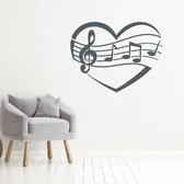 Muziek Noten In Hart -  Donkergrijs -  100 x 77 cm  -  alle muurstickers  baby en kinderkamer  woonkamer - Muursticker4Sale