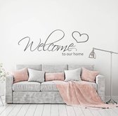 Muursticker Welcome To Our Home -  Donkergrijs -  160 x 59 cm  -  woonkamer  engelse teksten  alle - Muursticker4Sale