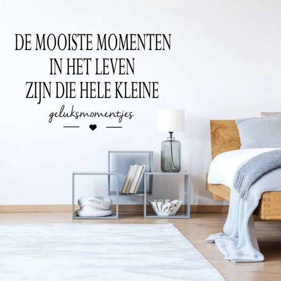 Sticker Muursticker Les plus beaux moments de la vie sont ces très petits moments de bonheur - Zwart - 80 x 50 cm - Salon de la chambre à coucher textes néerlandais - Muursticker4Sale