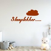 Muursticker Slaaplekker Met Wolk -  Bruin -  160 x 74 cm  -  baby en kinderkamer  nederlandse teksten  alle - Muursticker4Sale