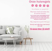 Muursticker Onze Huisregels (hond) -  Roze -  80 x 98 cm  -  nederlandse teksten  woonkamer raam en deurstickers - honden  alle - Muursticker4Sale