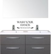 Muursticker Wash Your Hands Mom Said So - Geel - 22 x 10 cm - keuken engelse teksten toilet