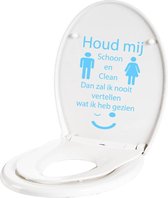 Wc Sticker Houd Mij Schoon En Clean -  Lichtblauw -  18 x 27 cm  -  toilet  alle - Muursticker4Sale