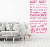 Muursticker Woef Woef -  Roze -  40 x 80 cm  -  nederlandse teksten  woonkamer  alle - Muursticker4Sale