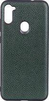 Voor Galaxy A11 Litchi Texture lederen opvouwbare beschermhoes (groen)